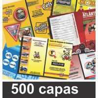 Pacote de 500 capas e contracapas para personalização (R$ 0,79 cada capa).